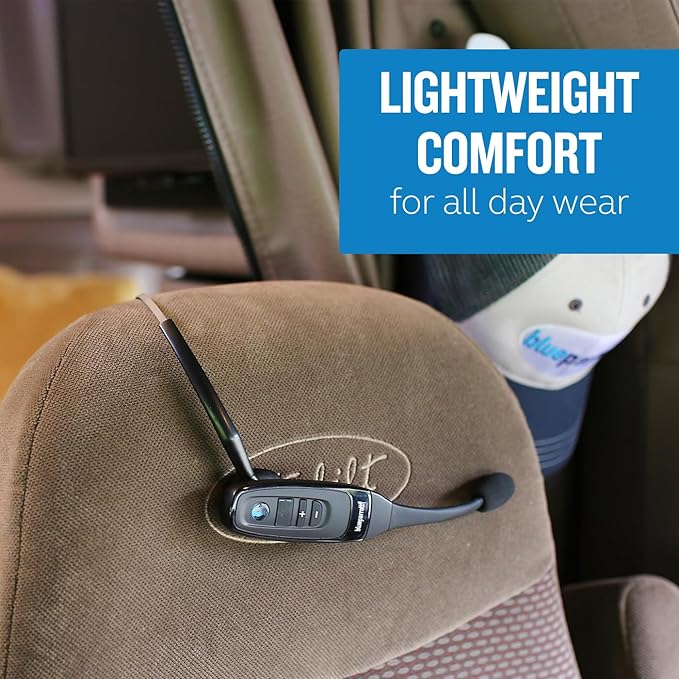 BlueParrott C400-XT Mono Bluetooth Wireless Headphones 96% Noise Canceling Trucker Headset with Mic, Convertible Over Head to Behind Neck Style with 300 ft. Wireless Range, 24 hrs. Talk Time, Black