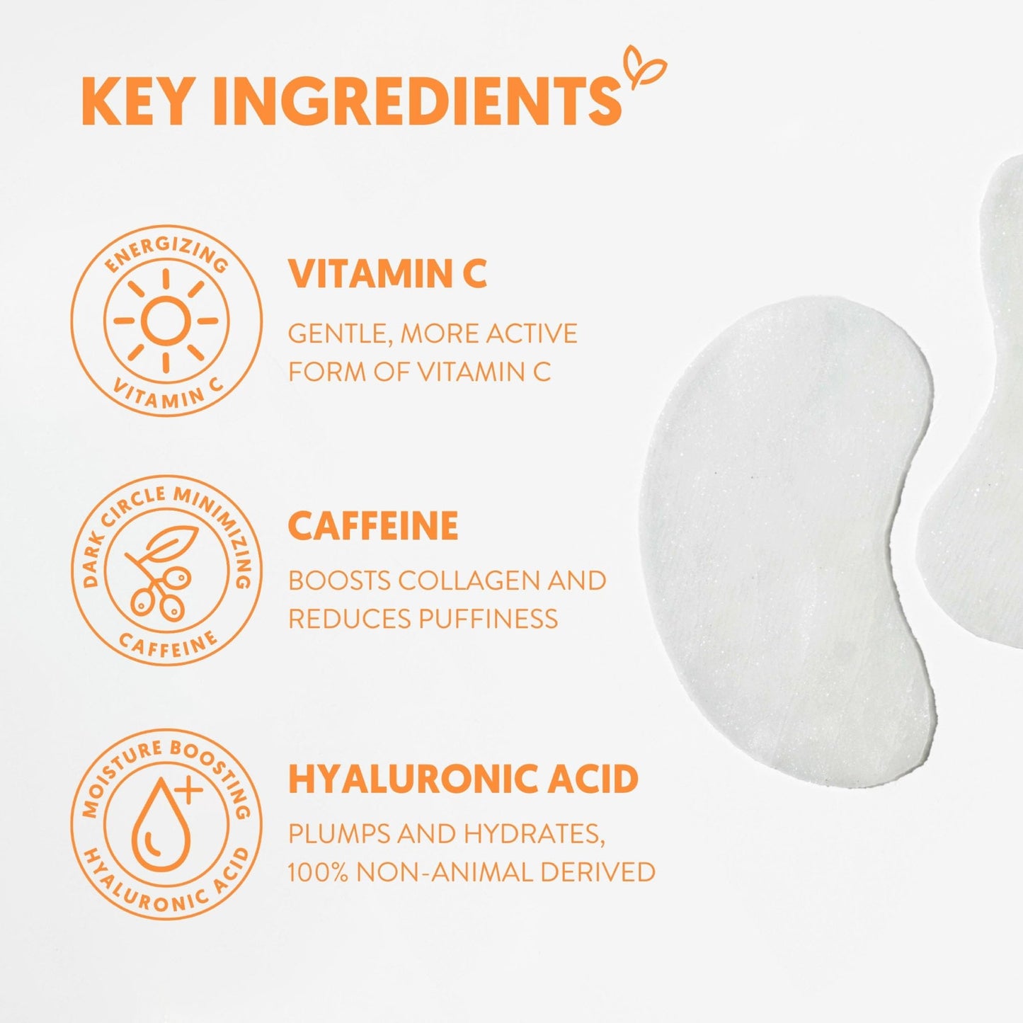 By Nature Vitamin C + Caffeine Brightening + Hydrating Under Eye Mask Patches - Energizing + Replenishing Eye Patches for Dark Circles - Skincare from New Zealand - Under Eye Patches - 5 Pairs