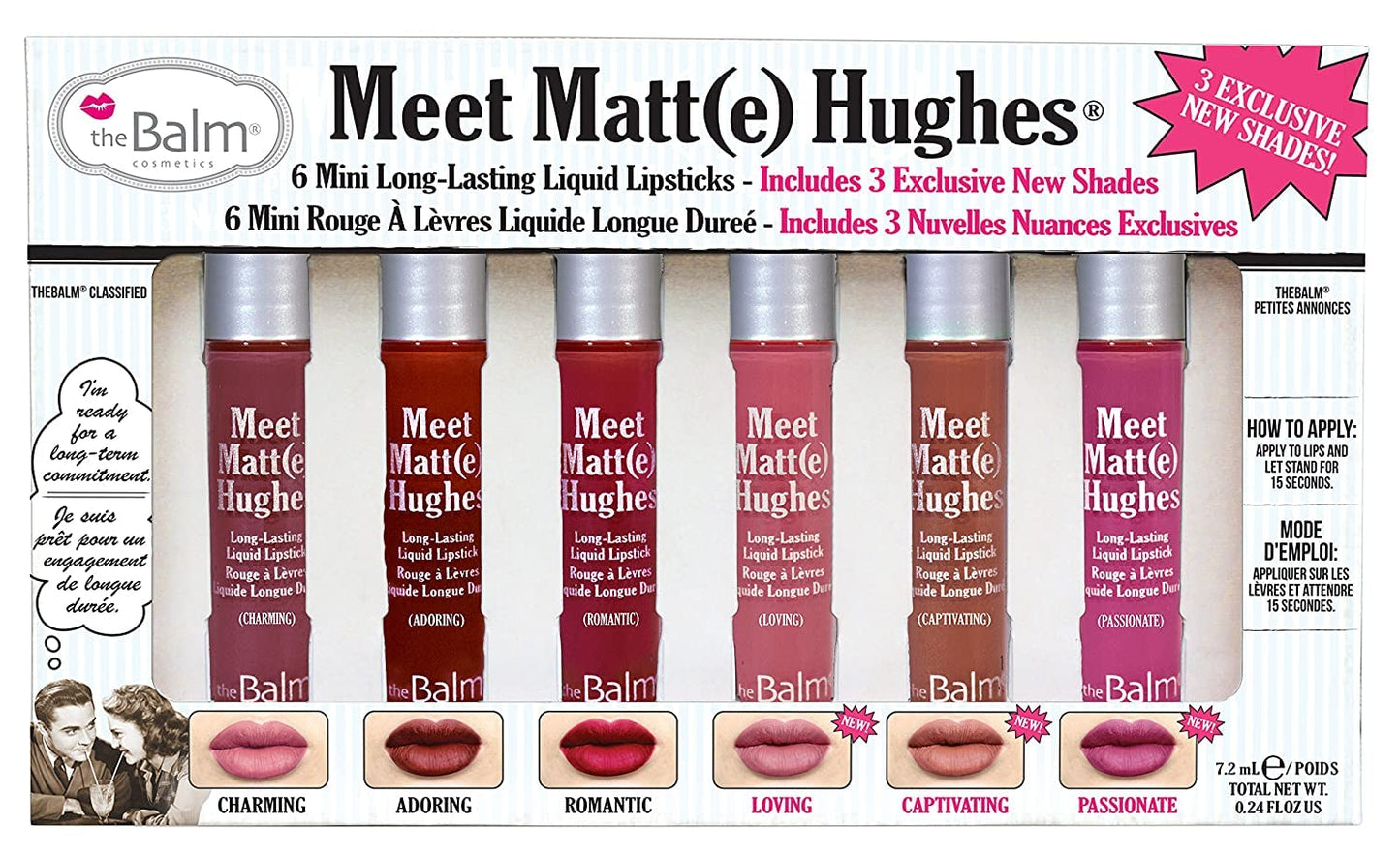 theBalm Meet Matt(e) Hughes 6 Mini Long-Lasting Liquid Lipsticks, 0.04 Fl Oz (Pack of 6) - Volume 3