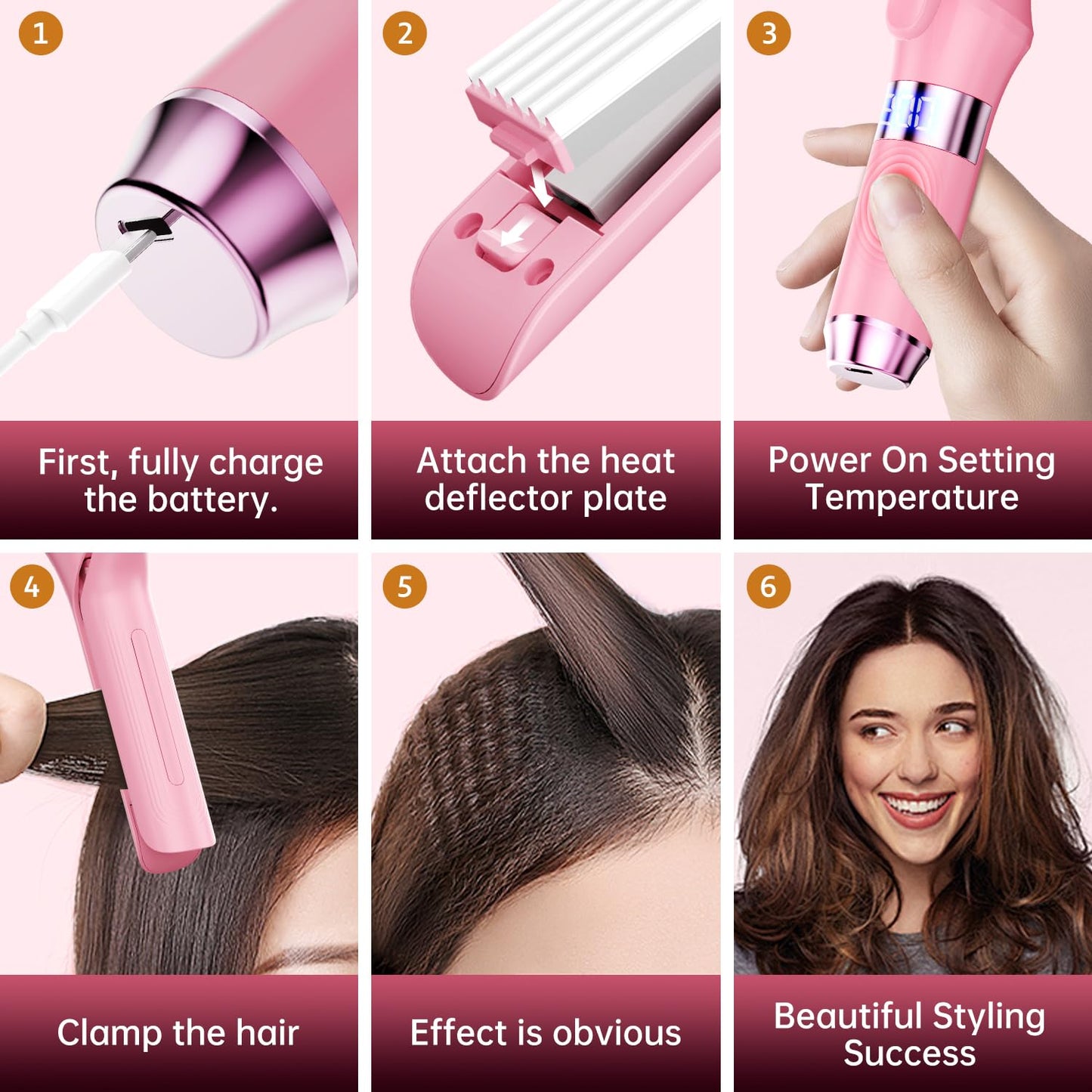 Cordless Rechargeable Flat Iron Detachable(with 3 Plates),3 in 1 Cordless Hair Straightener Battery Powered,Multi-Function Mini Hair Straightener 4000mAh,Travel Straightener for Long and Short Hair