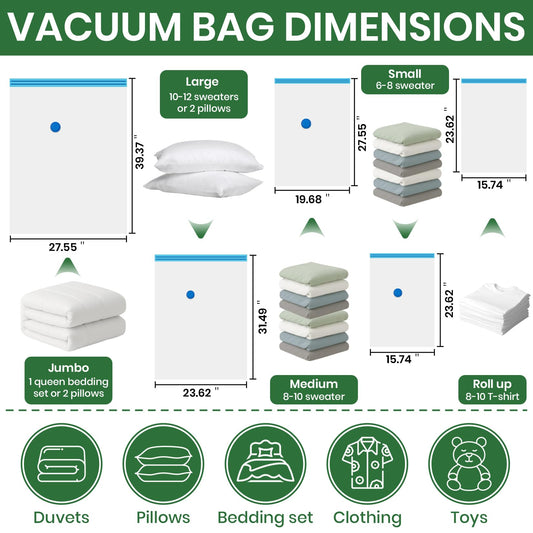 Vacuum Storage Bags,20Pack Vacuum Seal Bags with Electric Air Pump,Vacuumm Seal Bag for Clothing,Travel,Clothes,Comforters,Blankets,Pillows-4 Jumbo+4 Large+4 Medium+4 Small+4 Roll Up Space Saving Bag