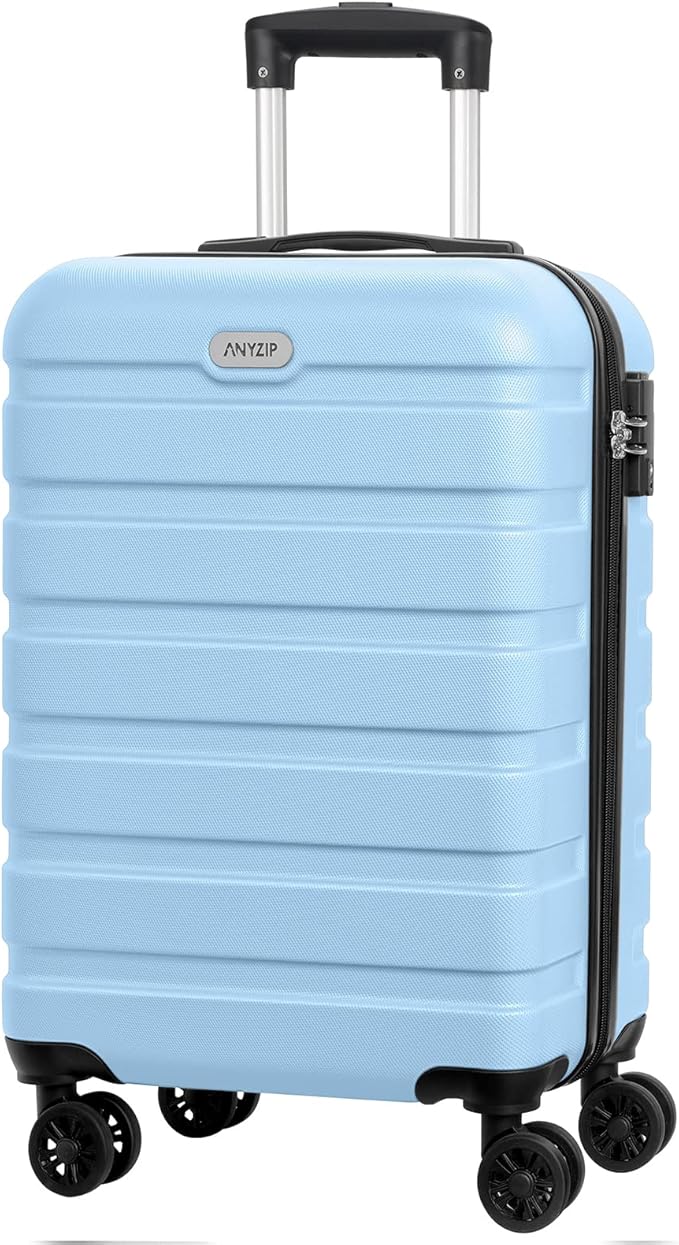 AnyZip Luggage PC ABS Hardside Lightweight Suitcase with 4 Universal Wheels TSA Lock Carry-On 20 Inch Light Blue