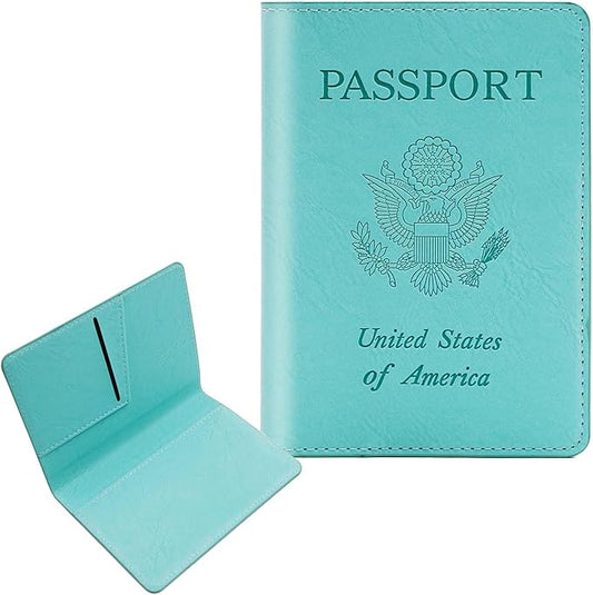 Cnycmy Passport Holder–Slim Travel Organizer for Passport, RFID Blocking,Boarding Pass, Credit Cards | Vegan Leather & Anti-Theft Design(Mint Green5)
