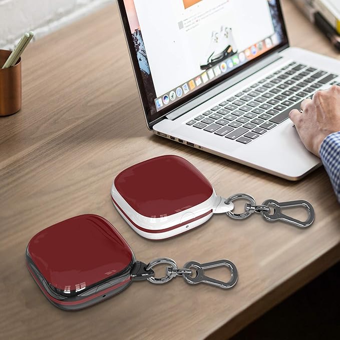 Compatible Powerbeats Pro Case Cover, Full Protective Shockproof Anti-Slip Silicone Case for Beats Powerbeats Pro 2019 (Black Edge+Burgundy)