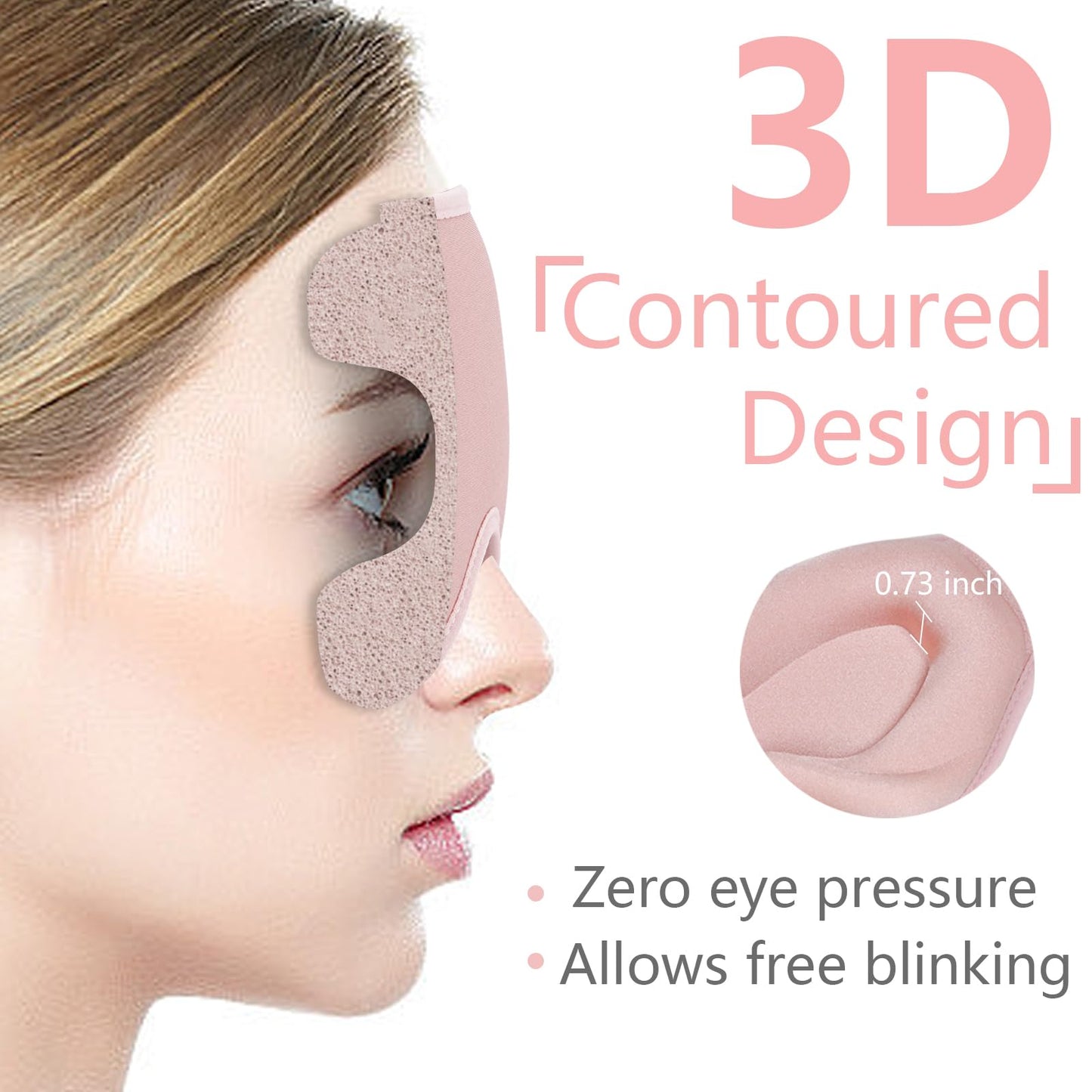 Sleep Mask 3D Eye Mask for Sleeping 100% Light Blocking Eye Covers with Adjustable Strap Night Blindfold for Women Memory Foam Pink