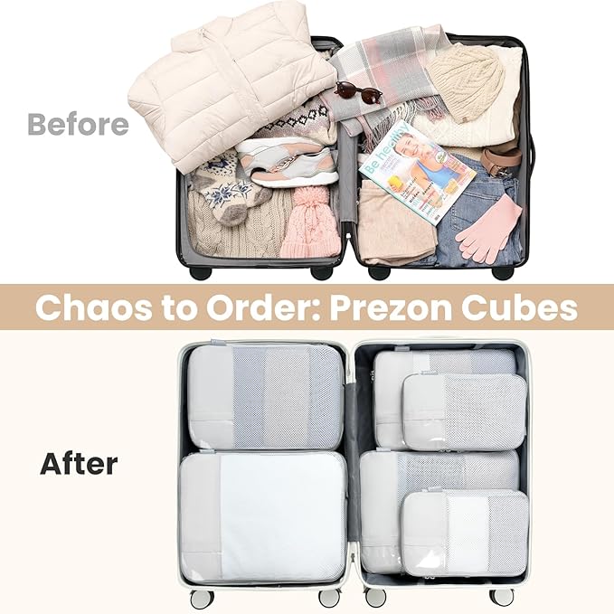 8 Set/6 Set/4 Set Compression Packing Cubes for Travel, Lightweight Vacation Travel Essentials, Travel Accessories for Suitcase Organizer Bags Set, Durable Luggage Organizer