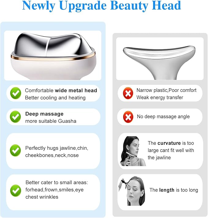 Cold Heat Facial Massager Red Light Therapy for Face Neck Eye Lifting Firming Depuffing,7-in-1 LED Facial Sculptor Skin Care,Cooling Electric gua sha Lift Device Reduce Forehead Frown Smile Line