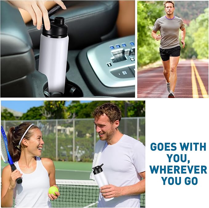 CHENGU 4 Pcs Aluminum Water Bottle 24oz Aluminum Reusable Bottles Lightweight Snap Lid Sports Water Multipack Easy Carry Leak Proof Travel for Gym Camping Hiking Outdoor Fishing (White)