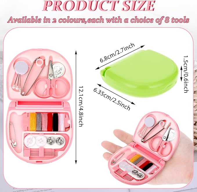 20 Pack Mini Travel Sewing Kit, Portable Sewing Tool Kits, Beginner Emergency Sewing Repair Kit with Threads Scissors Hand Sewing Needles, Plastic Sewing Kit, DIY Sewing Supplies (Green, Pink)