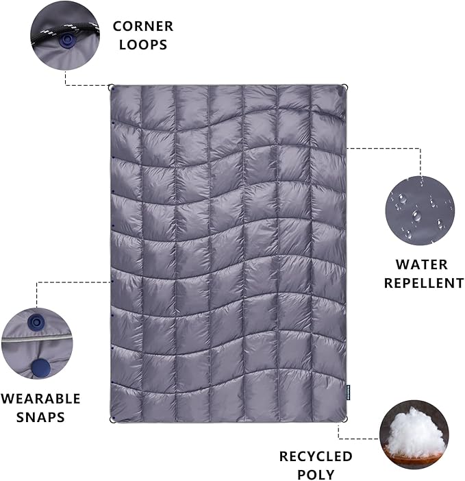 Camping Blanket, Packable Puffy Blankets Lightweight Windproof Waterproof for Outdoors,Hiking, Backpacking,Beach,Car,Picnic,Stadium