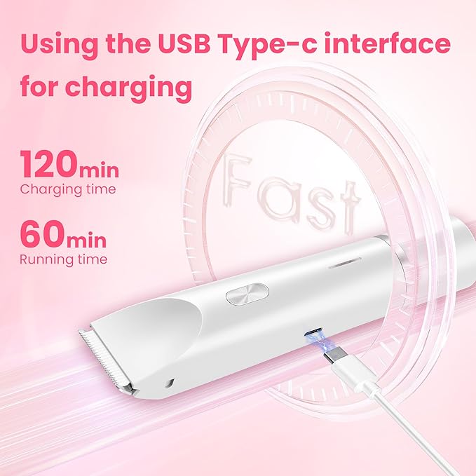 Bikini Trimmer for Women-2 in 1 Dual Head Electric Razors,IPX7 Waterproof Bikini Electric Shaver,Dry & Wet Use Painless Bikini Shaver,Pubic Hair Trimmer for Private Area & Body Hair,White