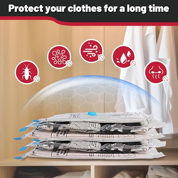 8 Pack Small Vacuum Storage Bags,Vacuum Seal Bags for Clothing,Space Saver Bags,Vacuum Travel Bags for Luggage