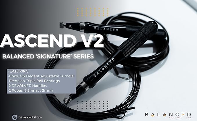 ASCEND V1,Signature High-Performance Jump Rope Featuring Adjustable Steel Dials, Ergonomic Handles, Eco-Friendly 360 Unique DesignPrecision Triple Ball Bearings, Crossfit, Workout & Cardio
