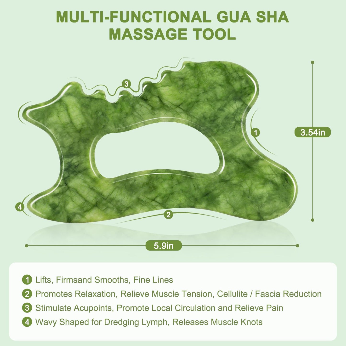 airogym 6-in-1 Jade Body Gua Sha Body Tools - Lymphatic Drainage Tool, Body Sculpting Tool & Acupressure Tool - Body Guasha, Trigger Point Massage Tool for Fascia Massage and Cellulite