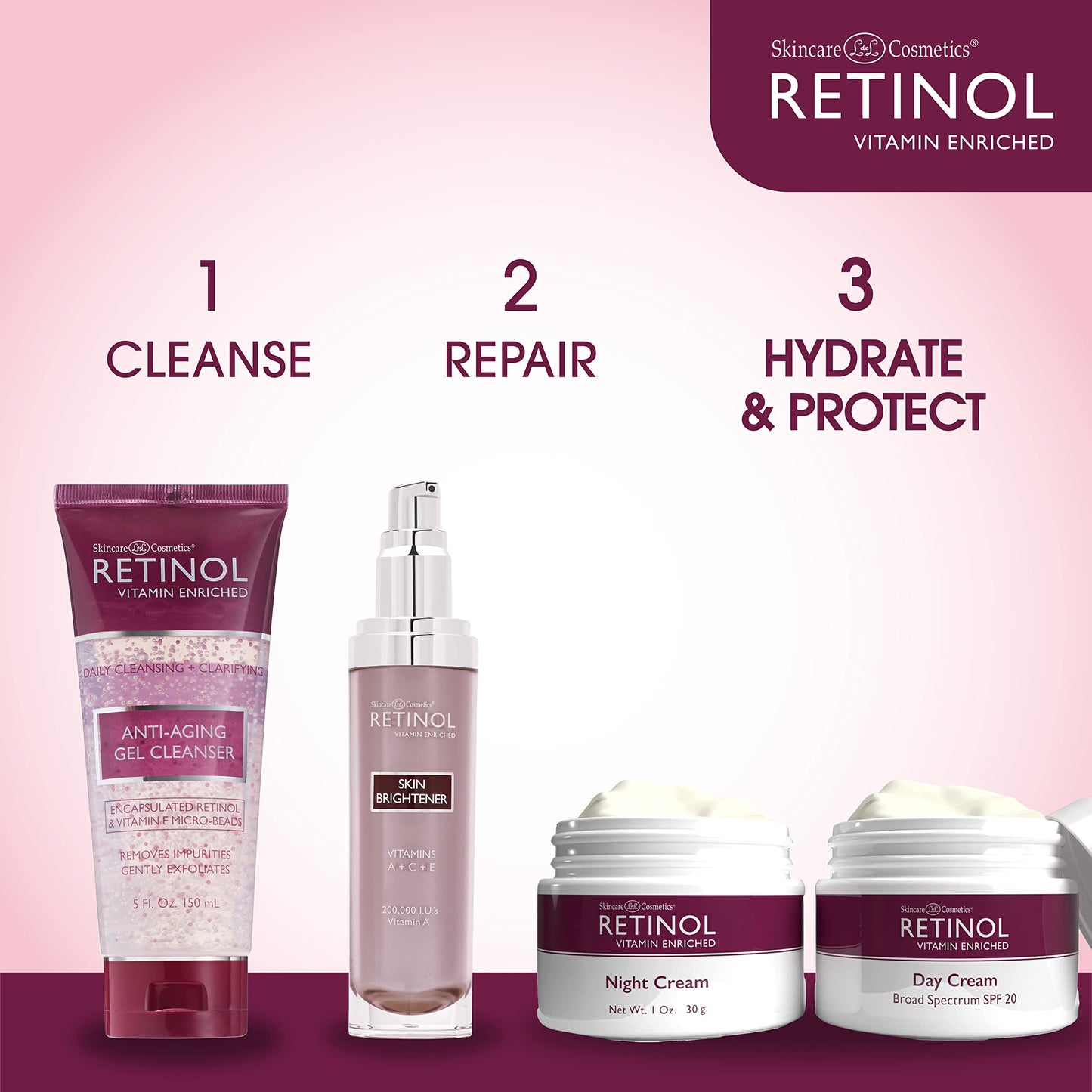 LIVAURA Retinol Anti-Aging Starter Kit – The Original Retinol For a Younger Look – [4] Conveniently Sized Products Perfect For Travel or First Time Try – Cleanse, Treat, Repair & Hydrate On-The-Go