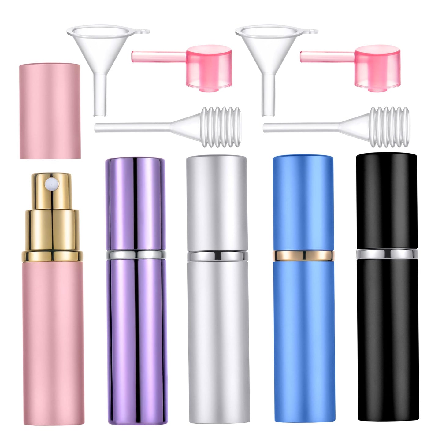 Yikimyfo 5 Pcs Travel Size Perfume Atomizer, 10ml/0.34oz Refill Bottle Mini Cologne Spray Bottle Refillable Perfume Bottle for Travel and Party with Tool