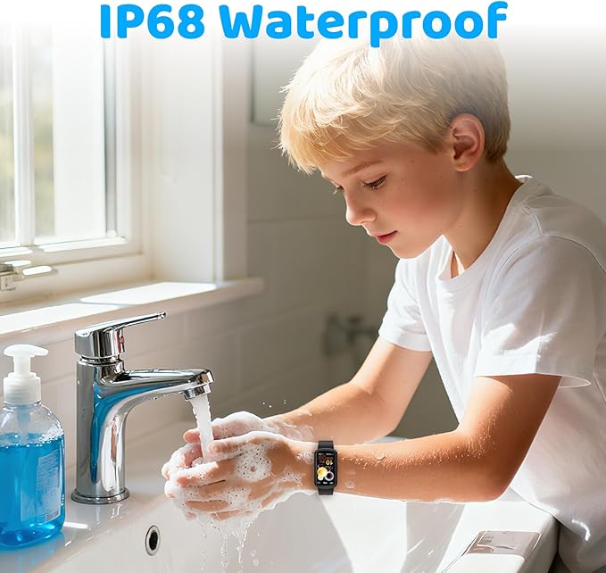 Kids Fitness Tracker Watch for Boys Girls Ages 5-15, Full Touch 1.47" Screen, Activity Tracker, HeartRate and Sleep Monitor, IP68 Waterproof, Pedometer, Puzzle Games (Pink)