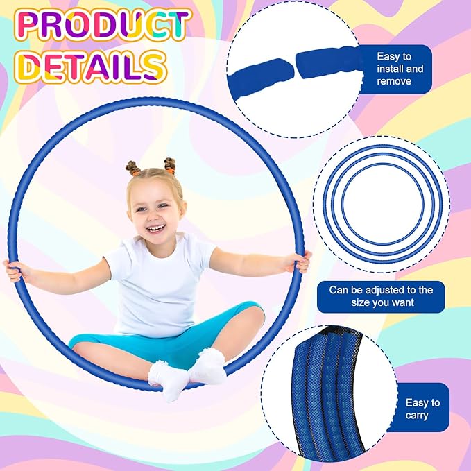2 Pcs Toy Hoop Exercise Hoop Detachable Adjustable Plastic Toy Ring Playground Equipment for School Colored Circles Exercise Ring for Teens Dog Agility Equipment(Royal Blue,20 Inch)