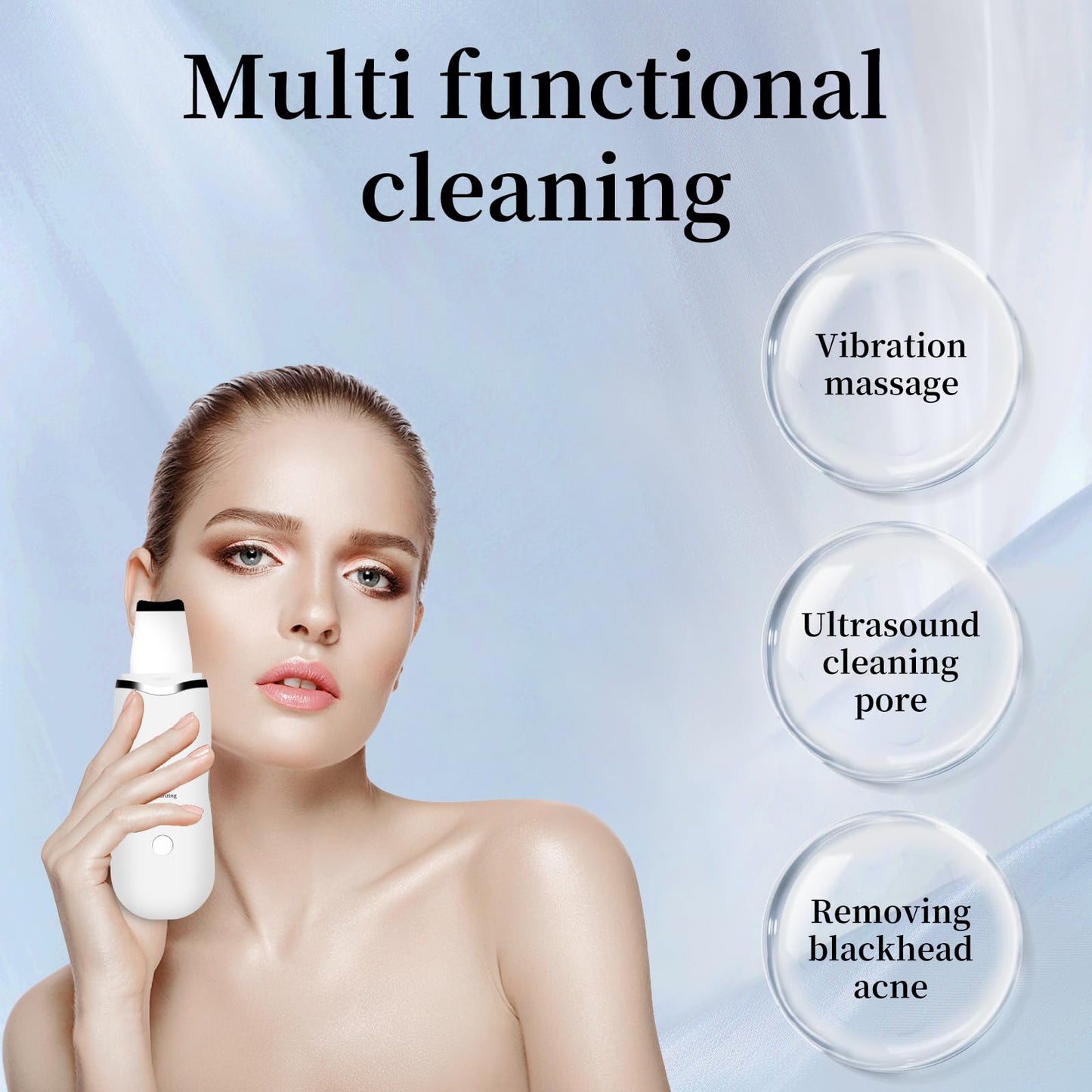 3 Mode Blackhead Remover Tools - Skin Scrubber Face Spatula Blackhead Remover for Deep Cleansing, Waterproof Rechargeable Facial Skincare Device (White)