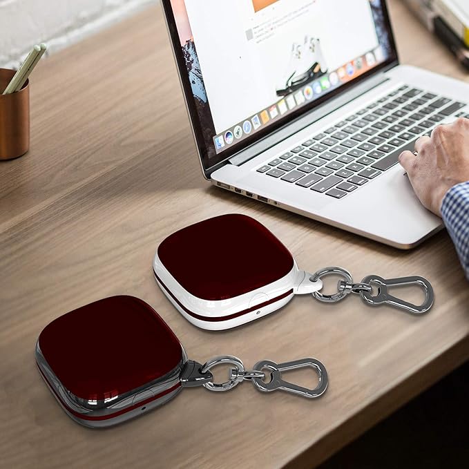 Compatible Powerbeats Pro Case Cover, Full Protective Shockproof Anti-Slip Silicone Case for Beats Powerbeats Pro 2019 (White Edge+Burgundy)