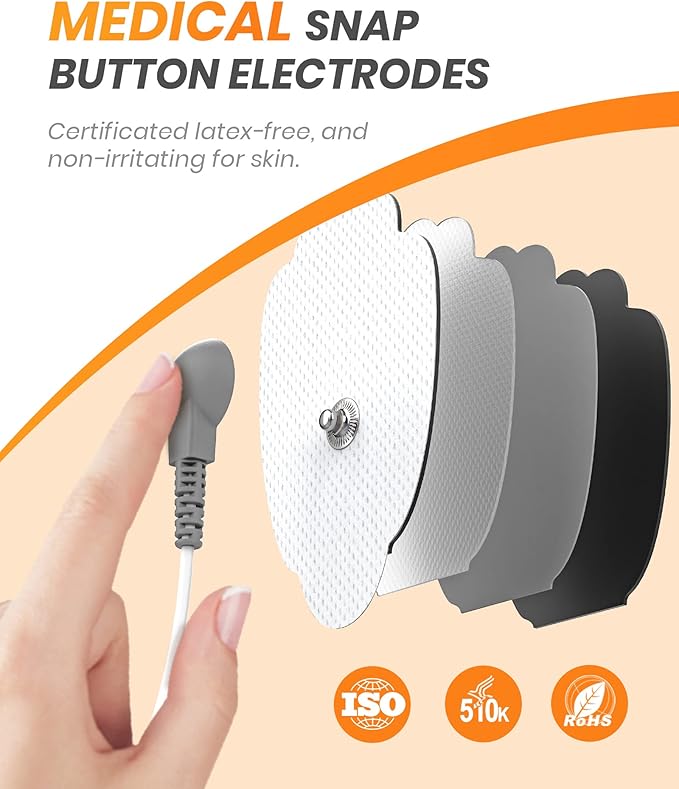 30 Modes TENS EMS Unit Compact Muscle Stimulator for Pain Relief of Back, Shoulder, Neck, Rechargeable & Portable Dual Channel EMS Muscle Stimulator with 30 Intensity Levels, 12 Electrode Pads