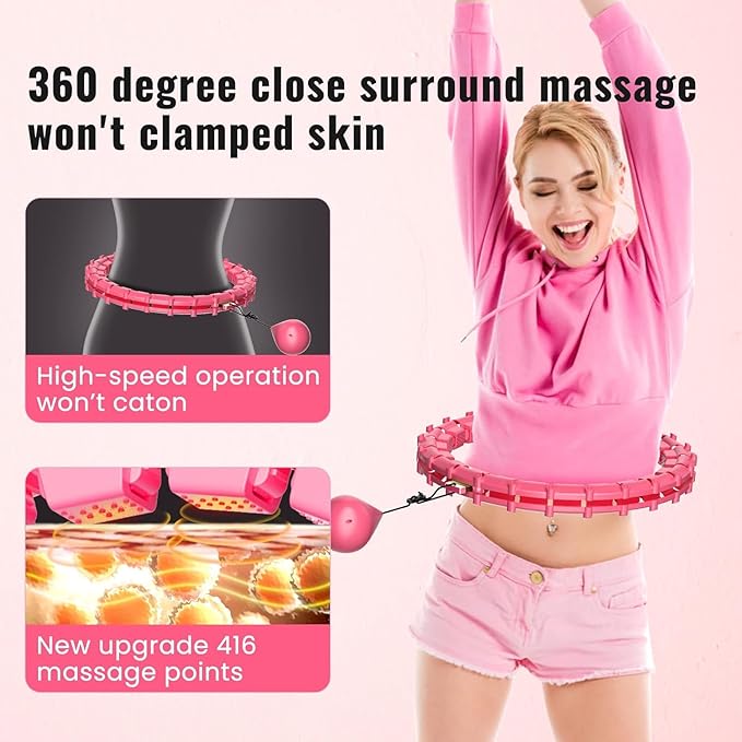 65inch 32 Knots Plus Size Quiet Weighted Hula Infinity Fitness Detachable Hoops Smart Silent Infinity Hula for Women 2 in 1 Waist and Abdominal Workout Hoop