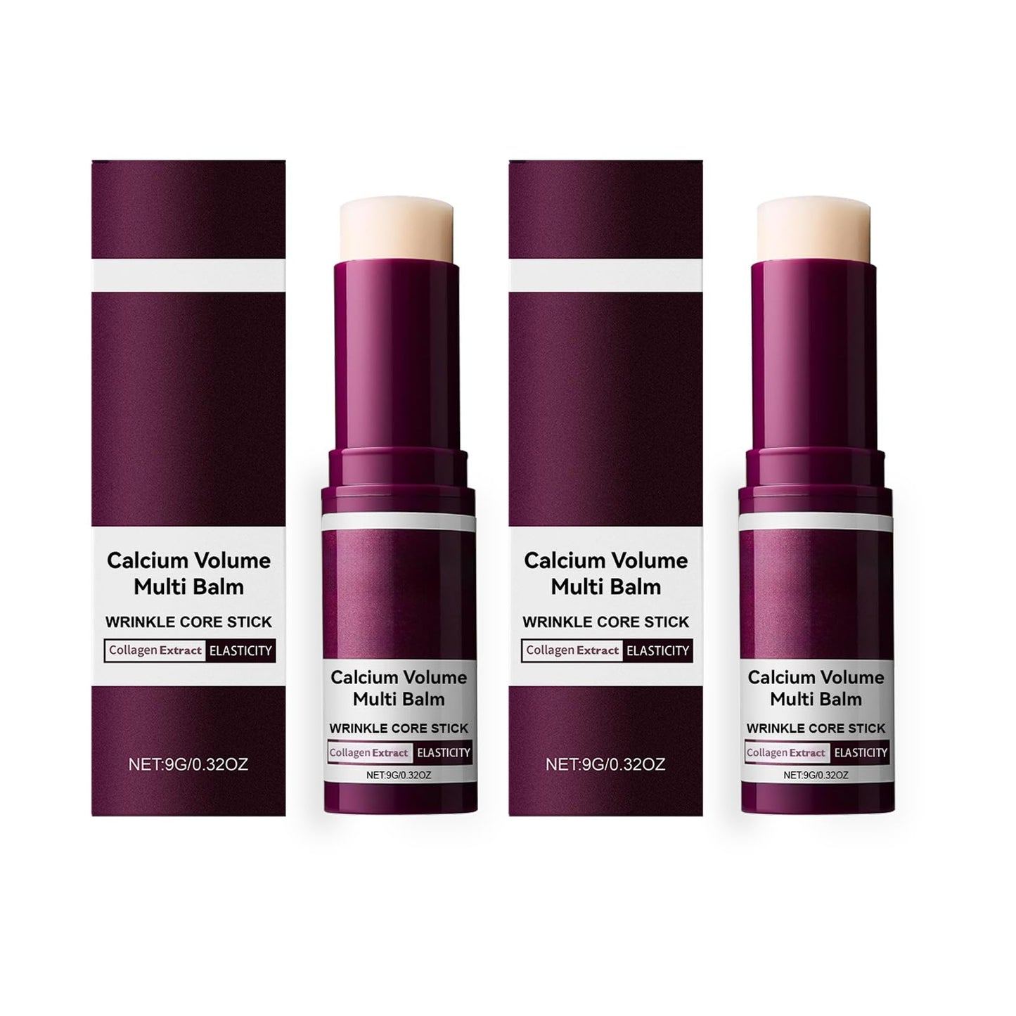 2PCS Cemenrete Calcium Multi Balm, Calcium Volume Multi Balm, Containing Collagen Moisturizing Stick, Vitamin E, Auitable for Face, Eyes and Neck, Anti-Aging, Anti-Wrinkle, Moisturizing