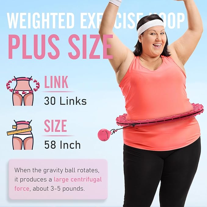 JKSHMYT Weighted Hula Circle Hoops for Adults Weight Loss, Infinity Fit Hoop Plus Size, 30 Detachable Links, Exercise Hoop for Women and Beginners