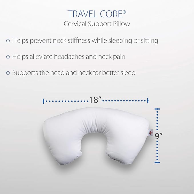 Core Products Travel Pillow, Orthopedic Neck Support, Airplane Travel, Packable, Portable Use Sitting or Sleeping