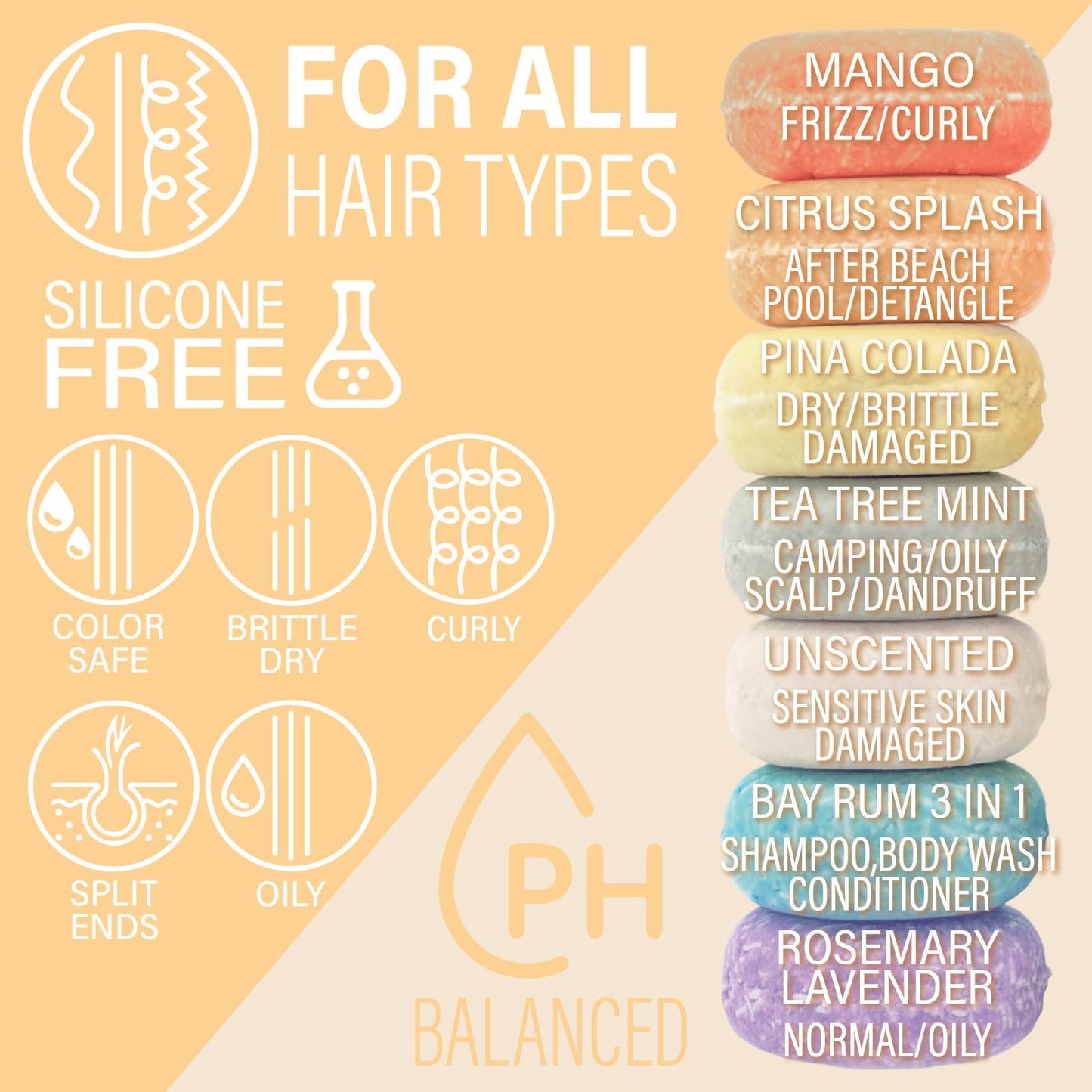 Luxiny Citrus Splash Shampoo Bars for all Hair Types is Vegan, Sulfate Free and Made in the USA. This beach shampoo bar has a swim detangler and is great as a travel shampoo. Get up to 60 washes.