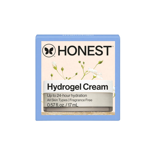 Honest Beauty Mini Hydrogel Cream with Hyaluronic Acid | Lightweight, Moisturizing Water Cream | Gentle for Sensitive Skin, Fragrance Free, Vegan | Travel Size, .57 fl oz