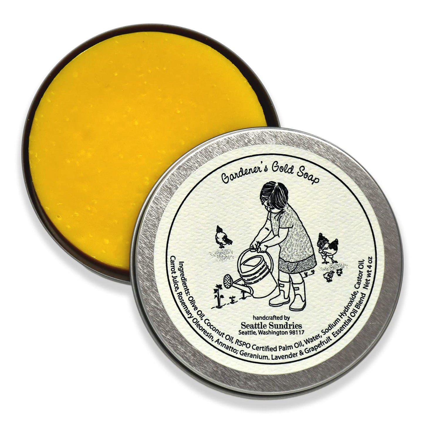 Seattle Sundries Garden Fresh Geranium & Grapefruit Bar Soap, Gardener Gift for Women & Men - 1 (4oz) Bar, All Natural Soap in a Low Waste Gift Tin