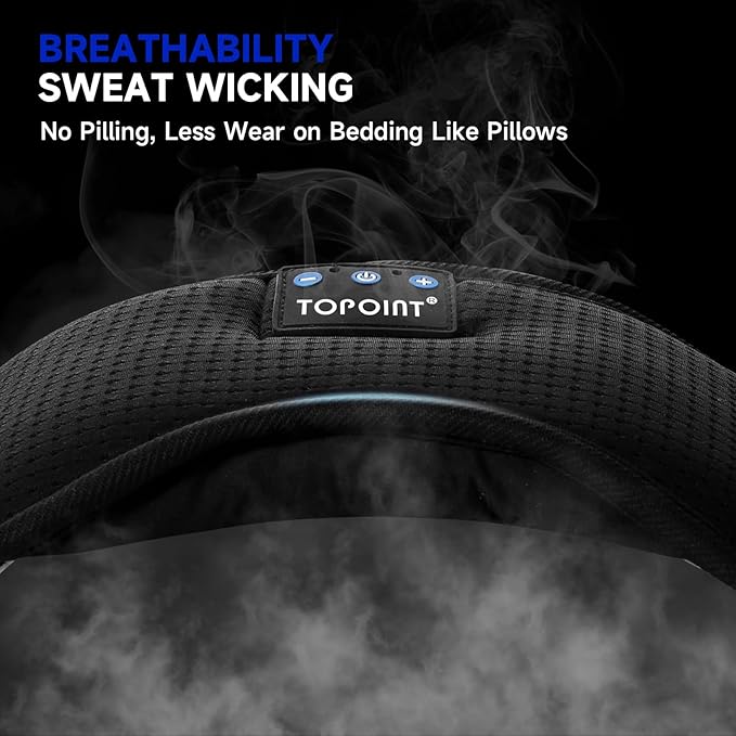 TOPOINT Sleep Mask Headphones Bluetooth Wireless 5.4, Breathable Cotton Eye Mask for Sleeping Side Sleepers Travel Music Headsets with Microphone Handsfree Men Women