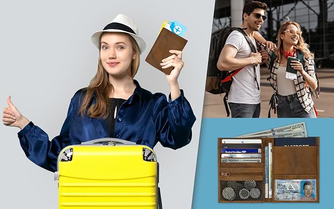 Antique Saddle RFID Genuine Leather Passport Wallet