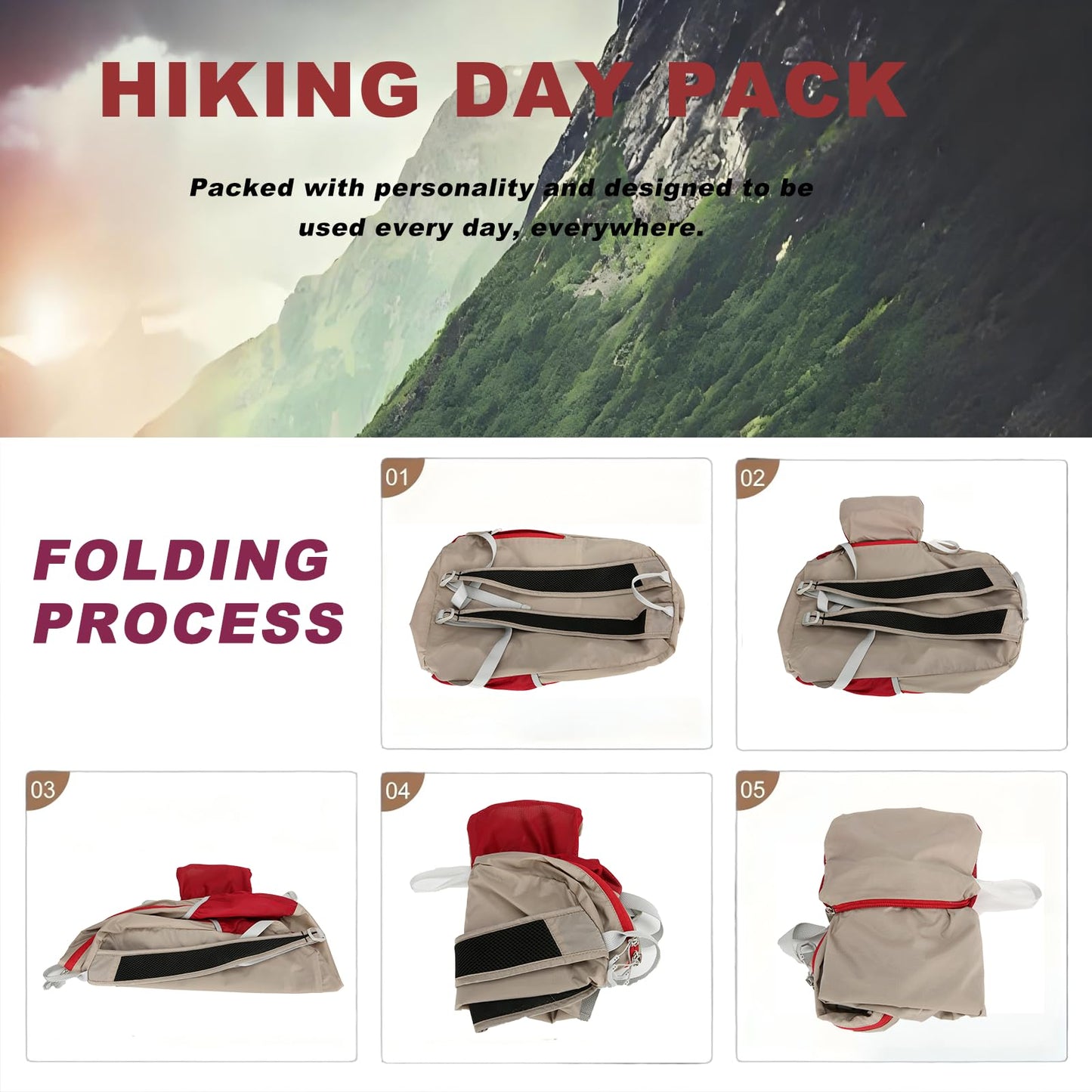 Nastravail Lightweight Packable Backpack 25L Small Lightweight Backpack for Travel Hiking Daypack Foldable Daypack for Women Men Black