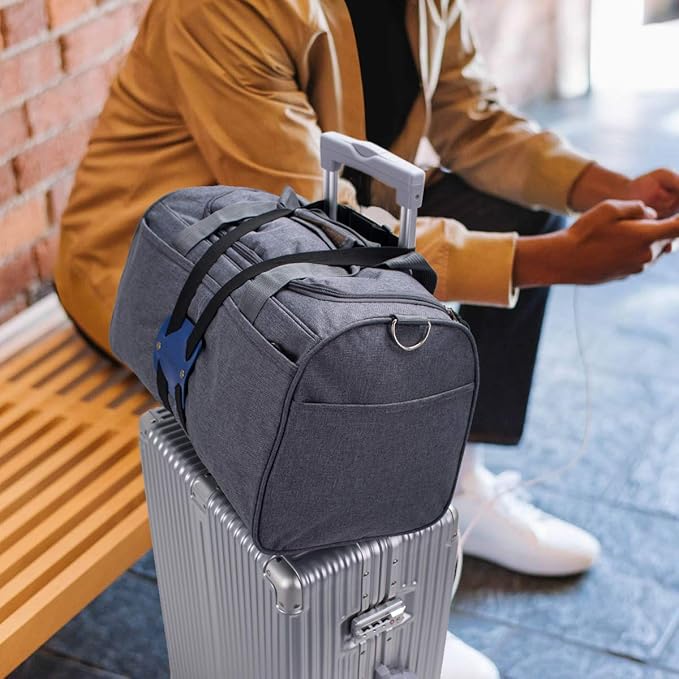 Adjustable Luggage Straps for Suitcases Add a Bag High Elastic Travel Bag Bungees Connecting Carry On Bag TSA Approved (2 Pack Blue)