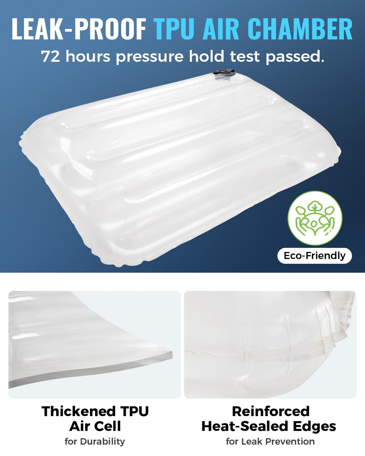 KingCamp Inflatable Pillow for Camping, Extra Large Inflatable Camp Pillow, Portable Ergonomic Air Pillow with Removable Washable Cover for Camping, Hiking, Car, Beach, Travel, Grey