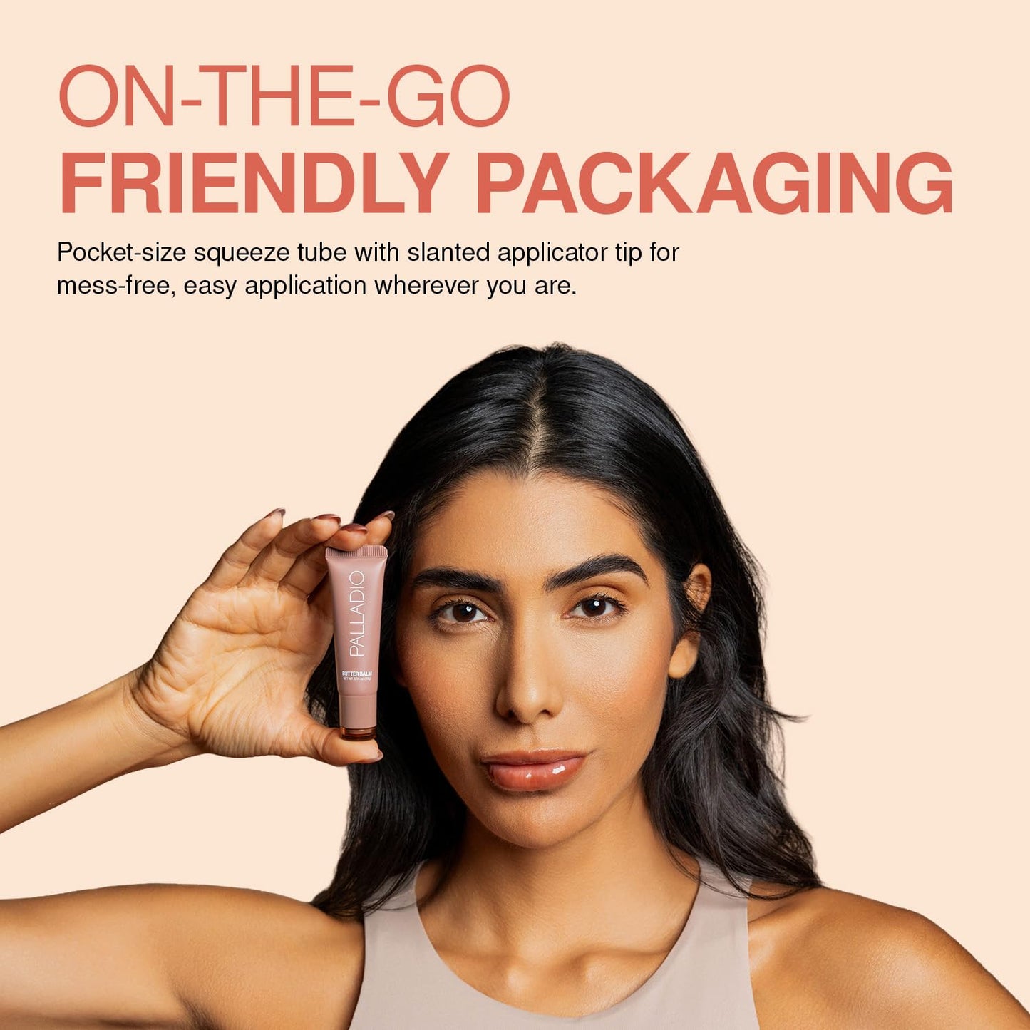 Palladio Butter Balm - Hydrating Lip Balm with Sheer Tint, Aloe, Peptides, Shea Butter, and Vegan Formulation for Instant Moisture, Shine, and Soothing Lip Care, Caramel Glazed