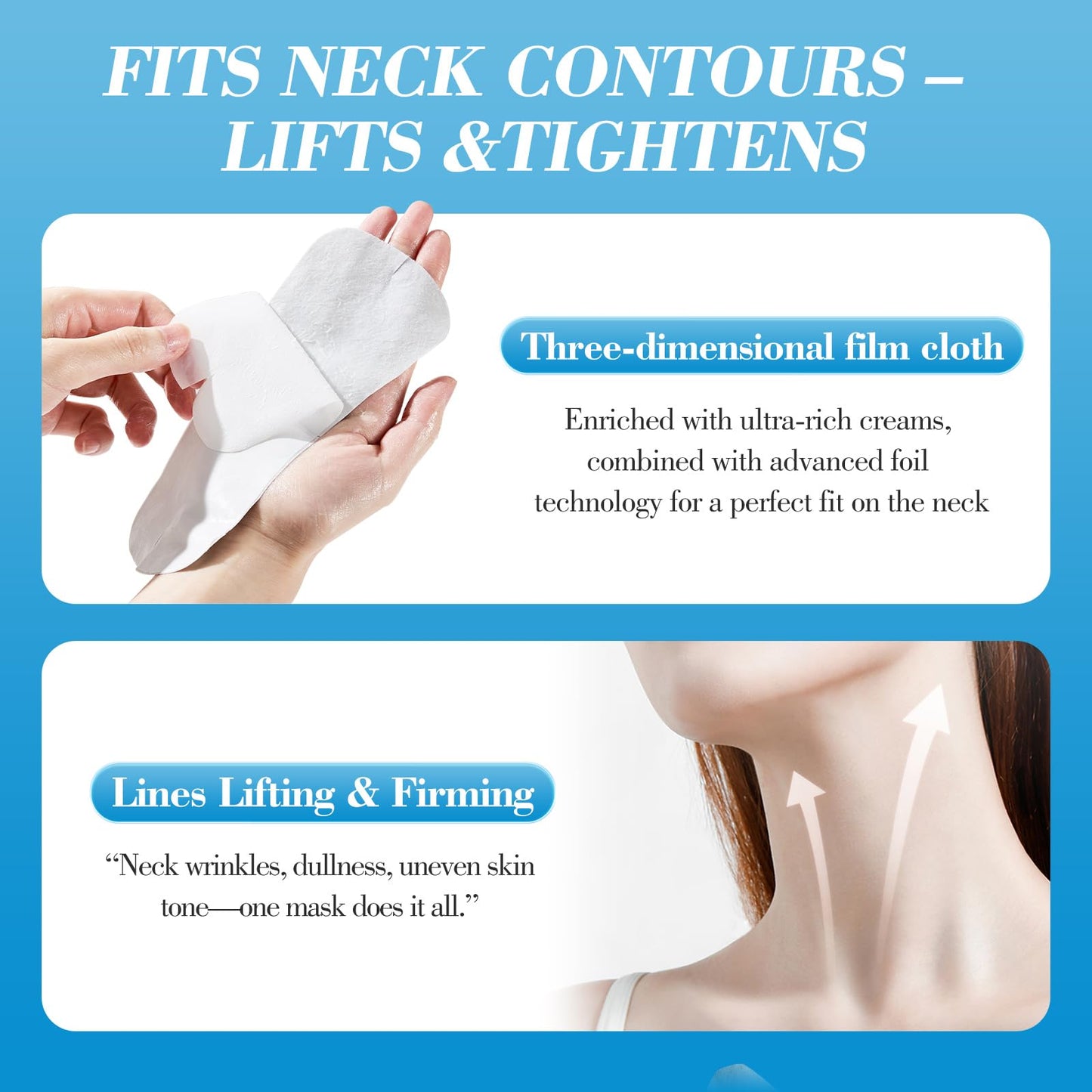 Baby Go Dewy Bio-Collagen‑Peptide Face Mask Sheets – Gleam Foil Intensive Overnight Hydrate Face & Neck Masks for Moisturizing, Firming & Lifting Care – 8 Count(4 Face Masks + 4 Neck Masks)