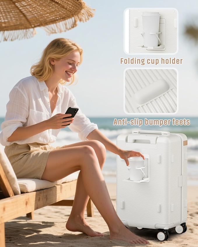 Joyway Luggage Sets 2 Piece, 22 Inch Carry On Luggage and 26 Inch Trunk Checked Luggage with Cup Holder, Lightweight Hardside Suitcase with Pressure-resistant Frame, Shock Absorbing Wheel and TSA Lock