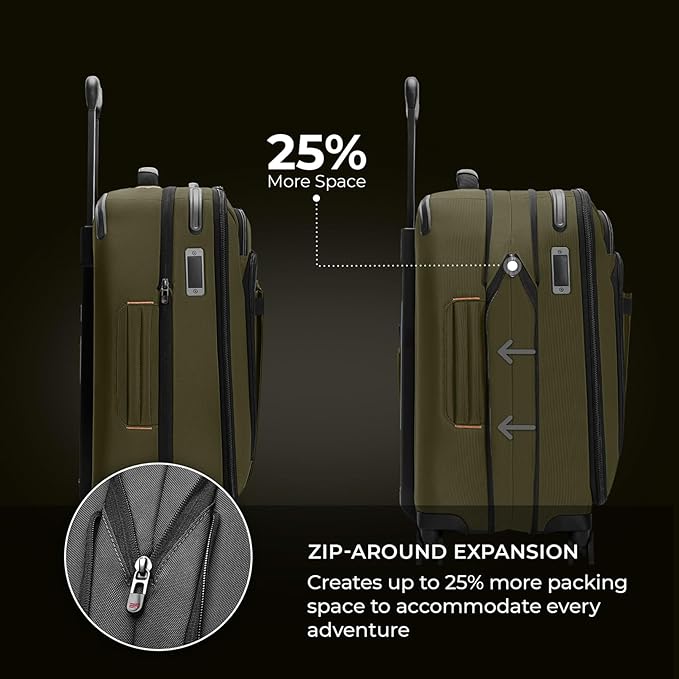 Briggs & Riley International 21" Carry On Expandable Spinner - Luggage for Travel, Suitcases with Wheels, Softside Rolling Bag for Men & Women - ZDX Collection, Hunter
