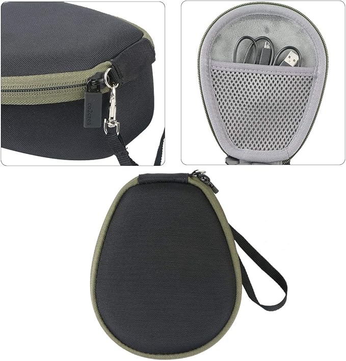 co2CREA Hard Case for SHOKZ New OpenRun Pro 2/1, OpenRun, OpenMove, OpenSwim Pro, OpenSwim, Compatible with All SHOKZ Open-Ear Bone Conduction Sport Headphones, Black Case + Forest Green Zipper