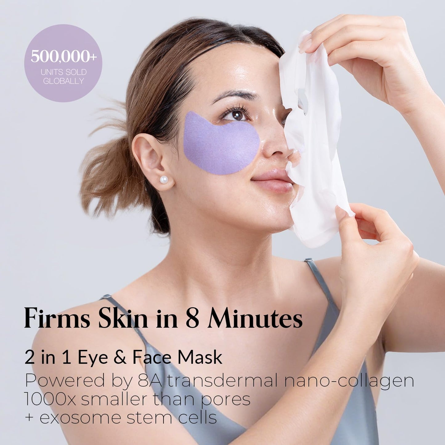 FLYODE Syn-Ake 2-in-1 Eye & Face Masks Skincare, 100nm Collagen Face Mask for Improves Cheek Contour, Anti-Wrinkle and Firming, Infused with Birch Sap, Water-Free Korean Face Mask Sheet, 5EA