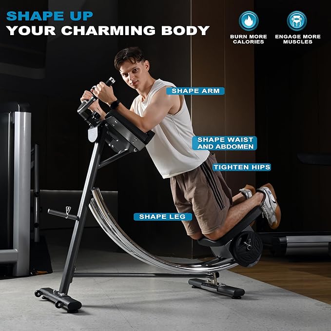 2025 Abdominal Exercise Machine for Commercial Use, Side Shaper Ab Machine Exercise Equipment, Foldable Abdominal Crunch Coaster for Home Use (Large,Black)
