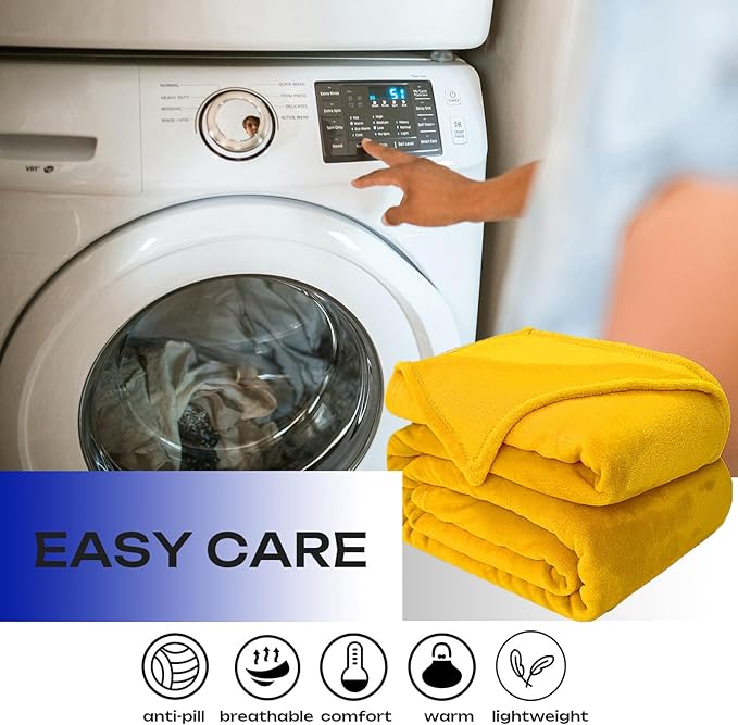 JIAHANNHA Mustard Yellow Throw Blanket Fleece Blanket 50"x60",Super Soft Cozy Plush Throw Blanket for Couch Sofa Bed,Warm and Lightweight Bed Blankets for Adults