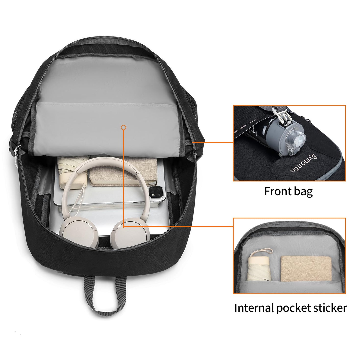 Bymontin 35L Lightweight Packable Backpack – Durable Foldable Daypack for Travel, Hiking, and Gym (Black)