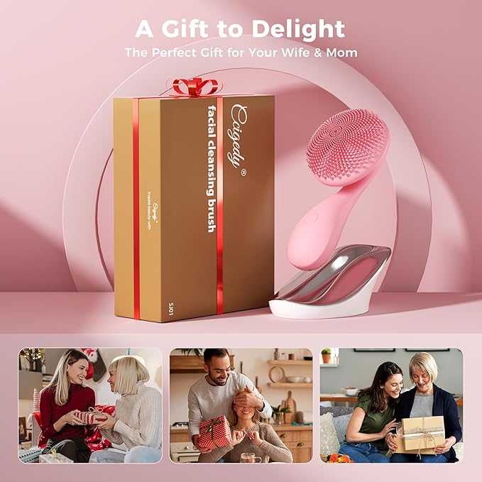 2 in 1 Facial Cleansing Brush, Rotating Magnetic Beads & Massage Cleaning Electric Face Scrubber, Waterproof and Rechargeable Exfoliating Face Scrubber Brush