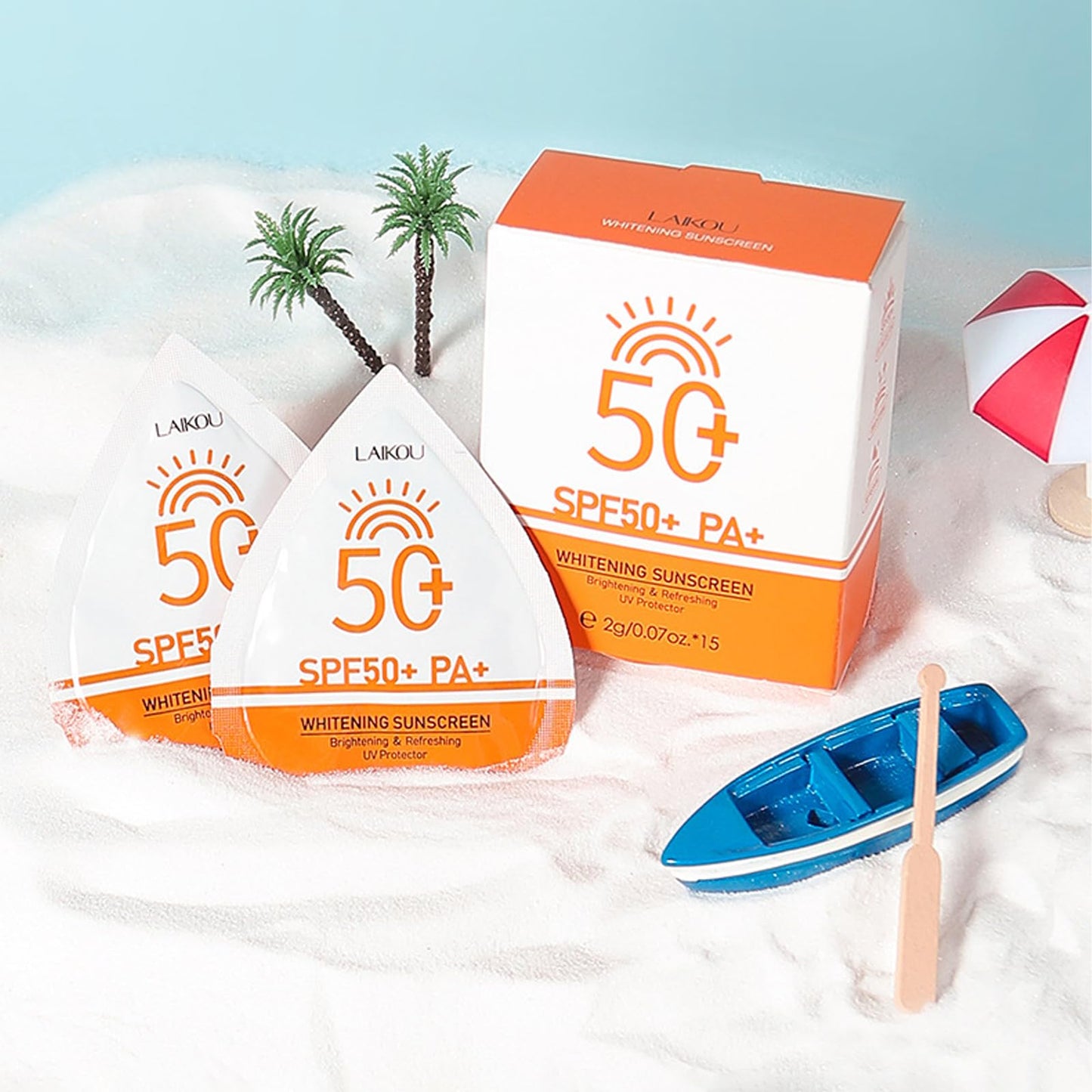 2g*15PCS Travel Size Sunscreen SPF50+ PA+ – Mini Sunscreen for Face & Body, Waterproof, Non-Greasy, Perfect for Outdoor, Beach, Daily Use, Summer Party & Thank You Gifts