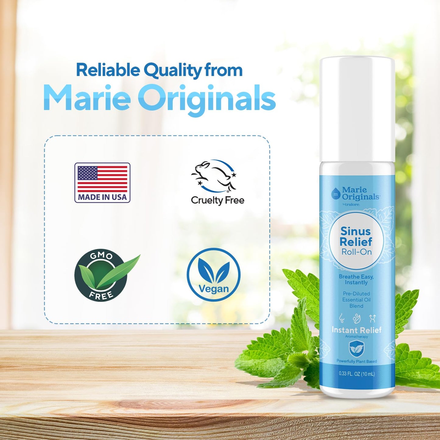 Marie Originals Breathe Blend Essential Oils Sinus Roll on | Natural Eucalyptus, Peppermint Lavender Essential Oil Roll on | Aromatherapy Support for Clear Breathing, Head Ease, Relaxation | 10 mL