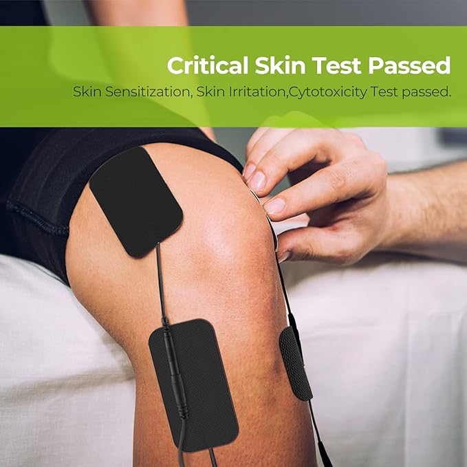 AUVON TENS Unit Pads 2"X4" 10 Pcs, 3rd Gen Latex-Free Rectangular Replacement Pads Electrode Patches with Upgraded Self-Stick Performance for Electrotherapy (BIack)